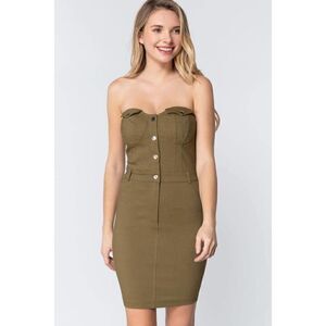 Strapless Button Down Mini Dress